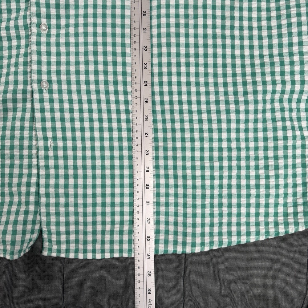 Oak Hill Cool & Dry Men's 3XL Green Gingham Seersucker Button Down Shirt - Picture 8 of 9